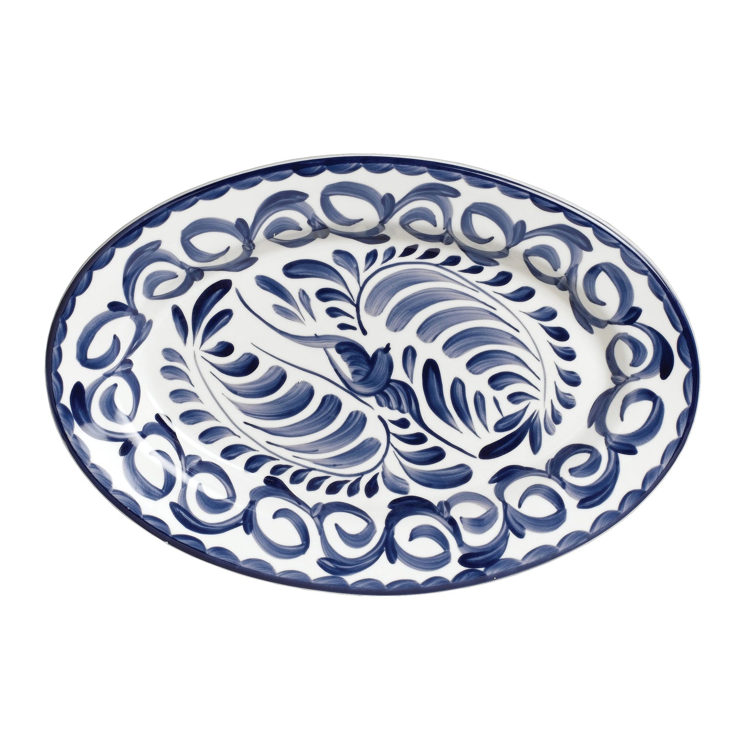 ASSIETTE OVALE 13.75''X9.25'' PUEBLA BLUE