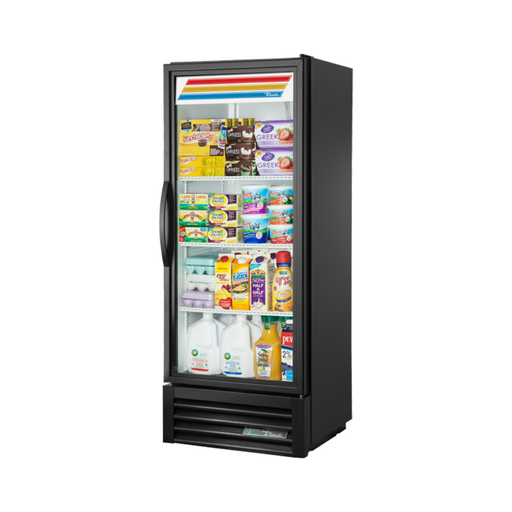 REACH-IN REFRIGERATOR, 1 GLASS DOOR, BLACK, 25"X23,5"X62,5"H
