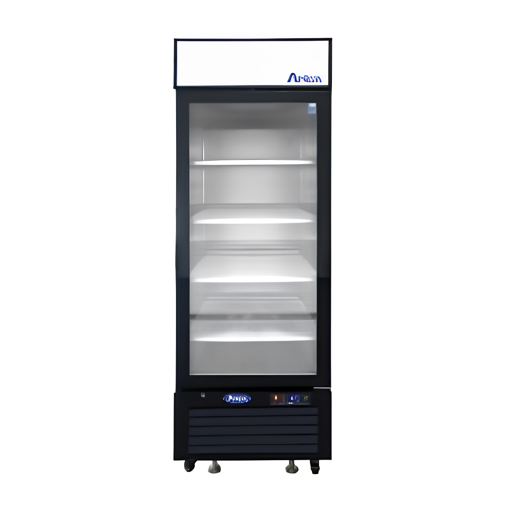REACH-IN REFRIGERATOR 1 GLASS DOOR, BLACK, 19.4 CU/FT, 27"X32"X81"H