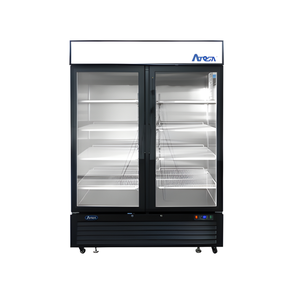 REFRIGERATEUR 2 PORTES VITRÉES NOIR, 43.95 PI/CU, 54 3/8" X 31 1/2" X 82 1/4"