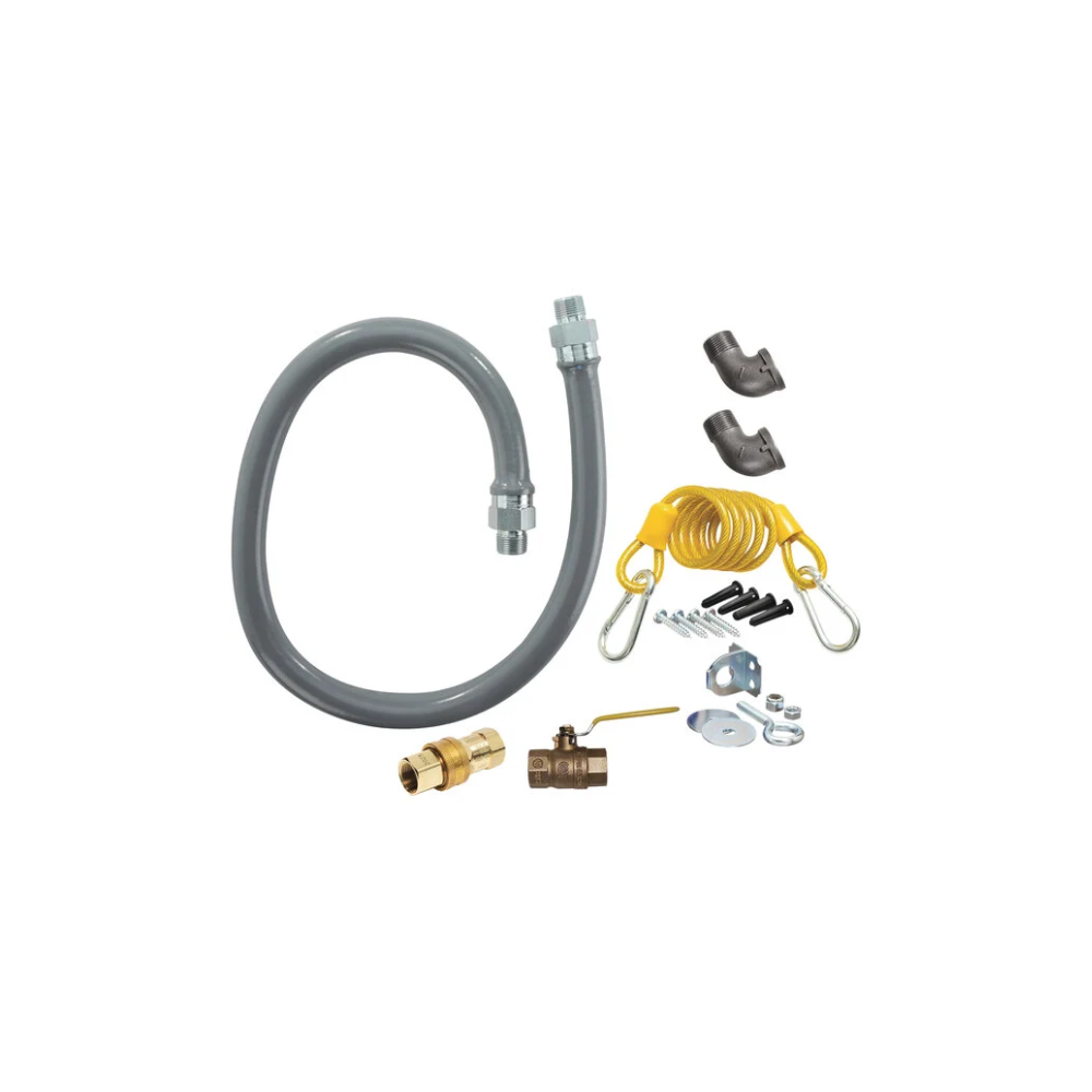 48" 3/4" GAS CONNECTOR KIT-STANDARD SNAP QUICK-DISCONNECT, 2 ELBOWS