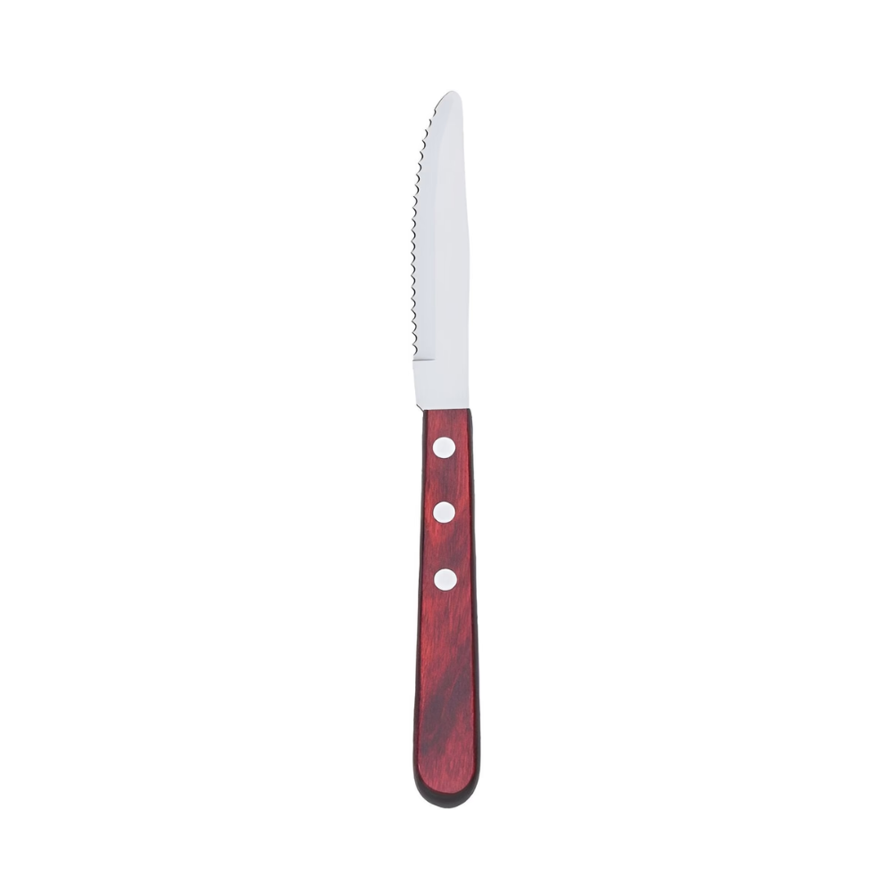 COUTEAU À STEAK EN INOX AVEC PAKKAWOOD (CHACUN) LAME ARRONDIE