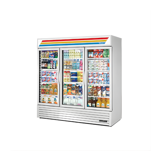 RÉFRIGÉRATEUR 3 PORTES VITRÉES, BLANC, 78"x30"x78.5"H