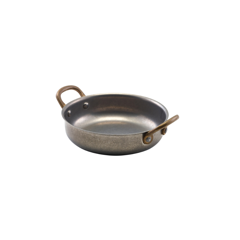 PLAT ROND 7 3/8''X5 5/8''X2 1/8'', 16OZ VINTAGE S/S