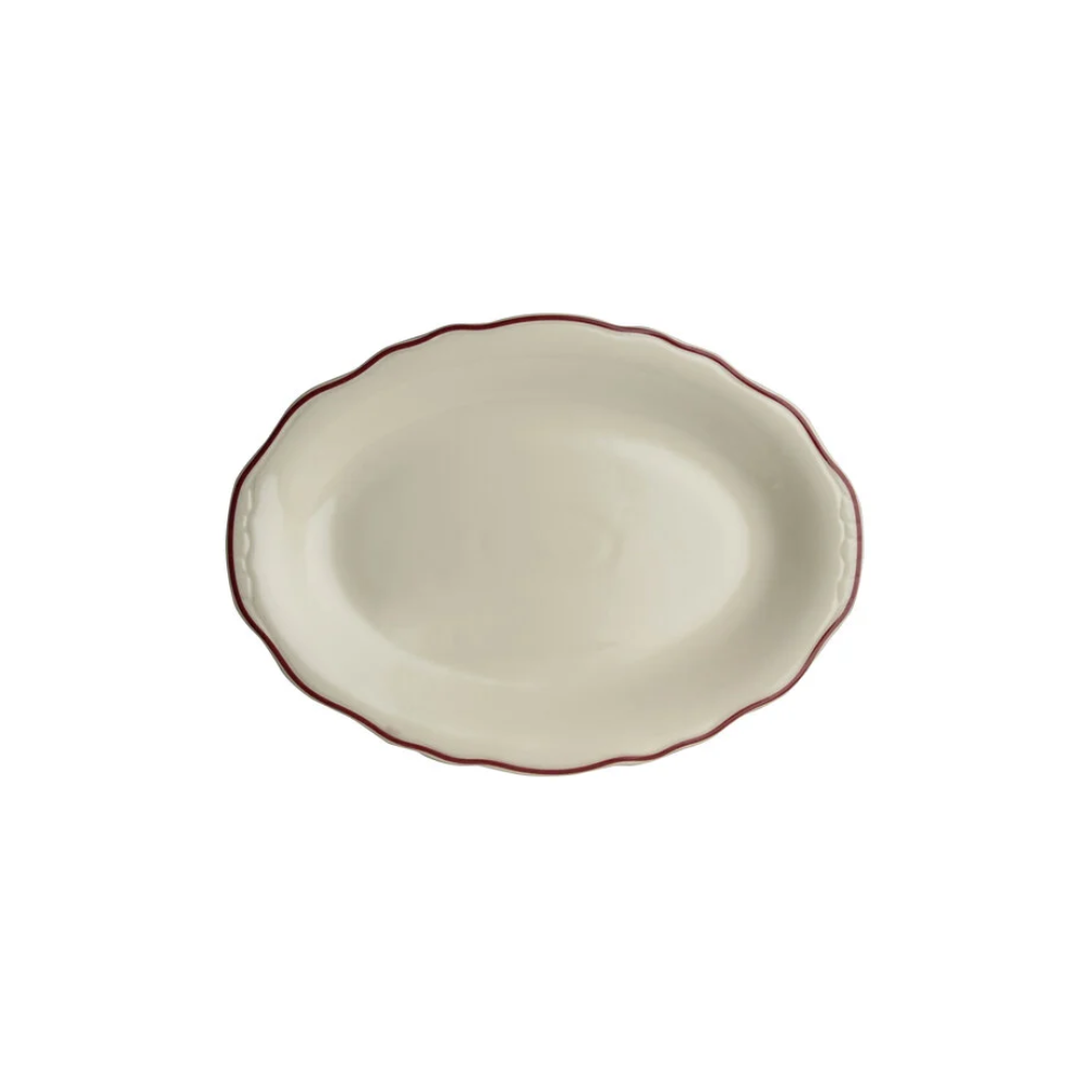 ASSIETTE  OVALE 7.75''X5.5'' MAROON
