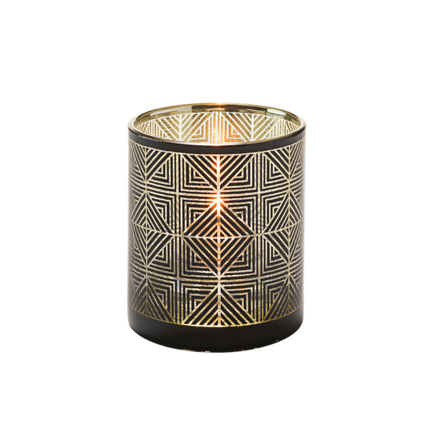 NOIR ET OR SUSSEX‚Ñ¢ LAMPE VOTIVE EN VERRE GÉOMÉTRIQUE