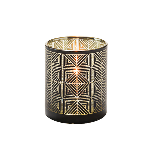 NOIR ET OR SUSSEX‚Ñ¢ LAMPE VOTIVE EN VERRE GÉOMÉTRIQUE