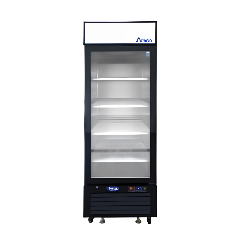 REACH-IN REFRIGERATOR 1 GLASS DOOR, LEFT HINGE BLACK, 19.4 CU/FT, 27"X32"X81"H
