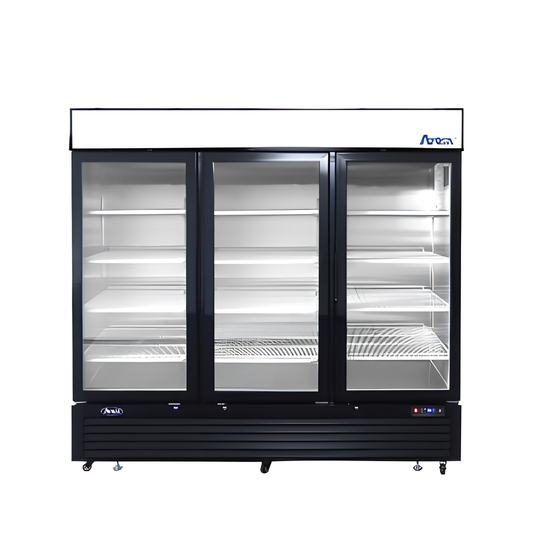 REACH-IN REFRIGRATOR 3 GLASS DOORS BLACK, 69.5 CU/FT, 82"X32"X82"H