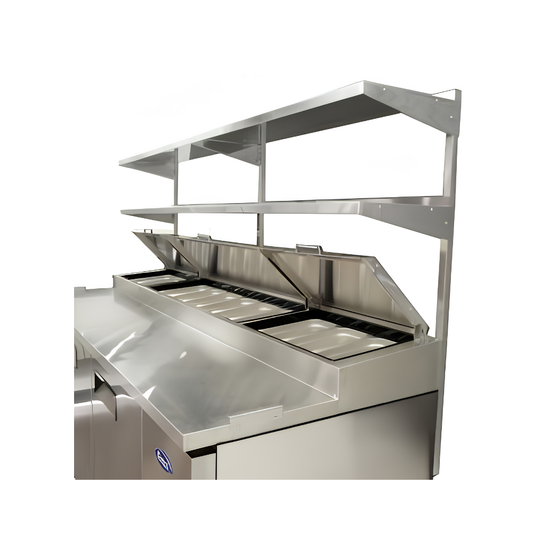 DOUBLE OVERSHELF FOR PIZZA PREP TABLE 93" X 14" X 47"H
