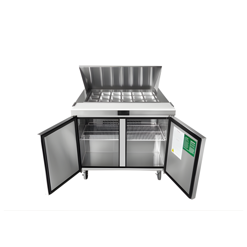 PREPARATION TABLE 48'' MEGA TOP 18 PANS, 13.4 CU/FT, 48.5"X34"X46."