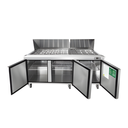 TABLE DE PREPARATION 72'' MEGA TOP 30 PANS, 21.1 PI/CU, 72.5"X34"X46.5"H