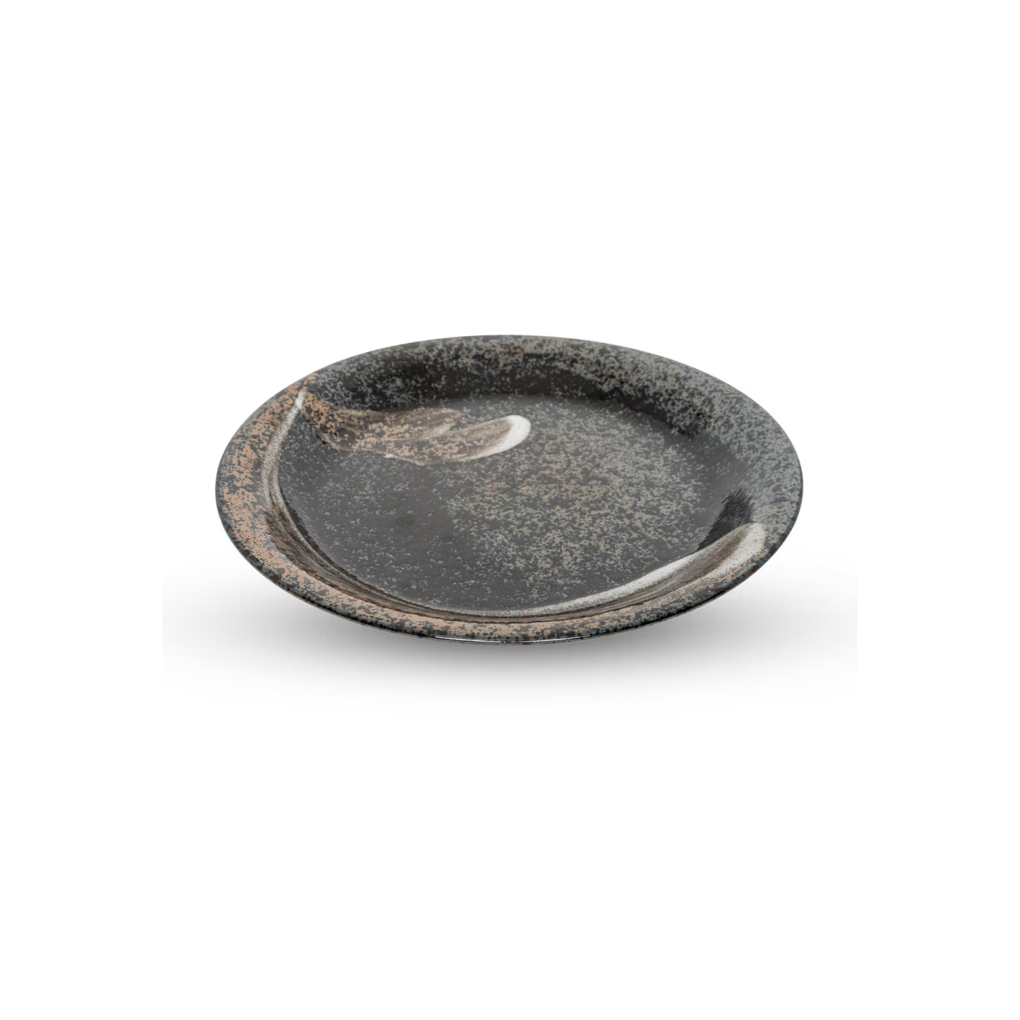 ASSIETTE RONDE NOIRE MARBRÉE À COUPS DE PINCEAU X 1,75'' - 11"