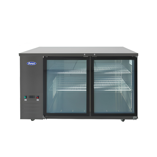 BLACK SHALLOW DEPTH BACK BAR COOLER WITH GLASS DOORS 35°F – 38°F