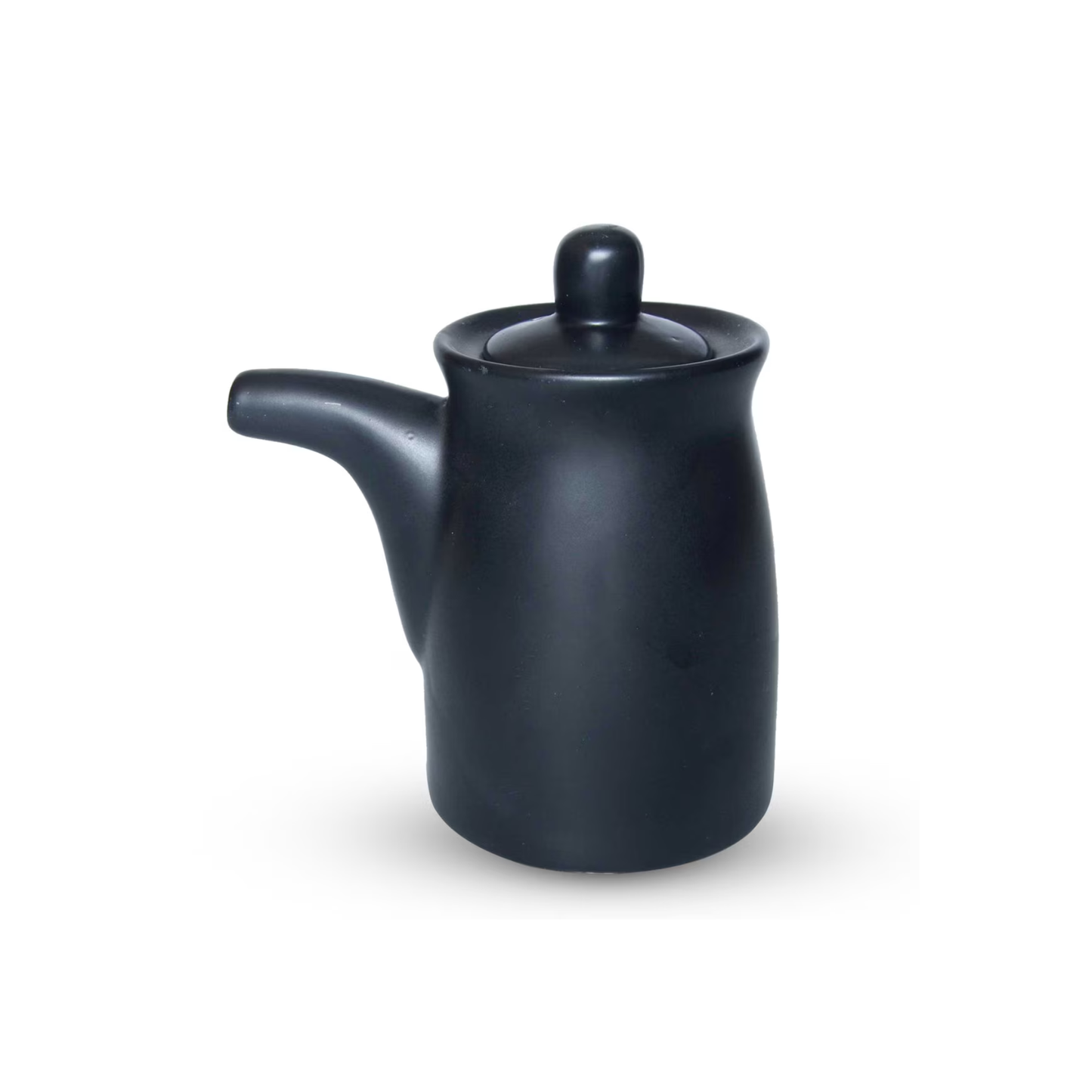 KORIN DURABLE TEXTURED BLACK SAUCE DISPENSER WITH SILICONE LID 4.25"L X 2.75"W X 5"H – 8 OZ (6/36)