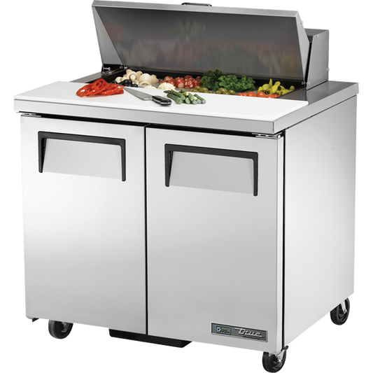 TABLE DE PRÉPARATION RÉFRIGÉRÉE 2 PORTES SOLIDES, 8 PANS, 36.5"x30"x36.75"H