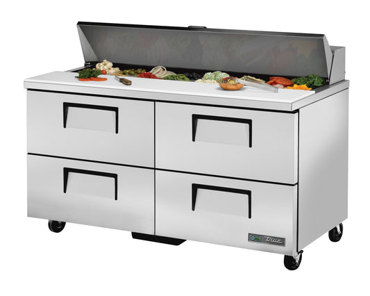 TABLE DE PRÉPARATION RÉFRIGÉRÉE 4 TIRROIRS, 16 PANS, 60.5"x30"x36.75"H