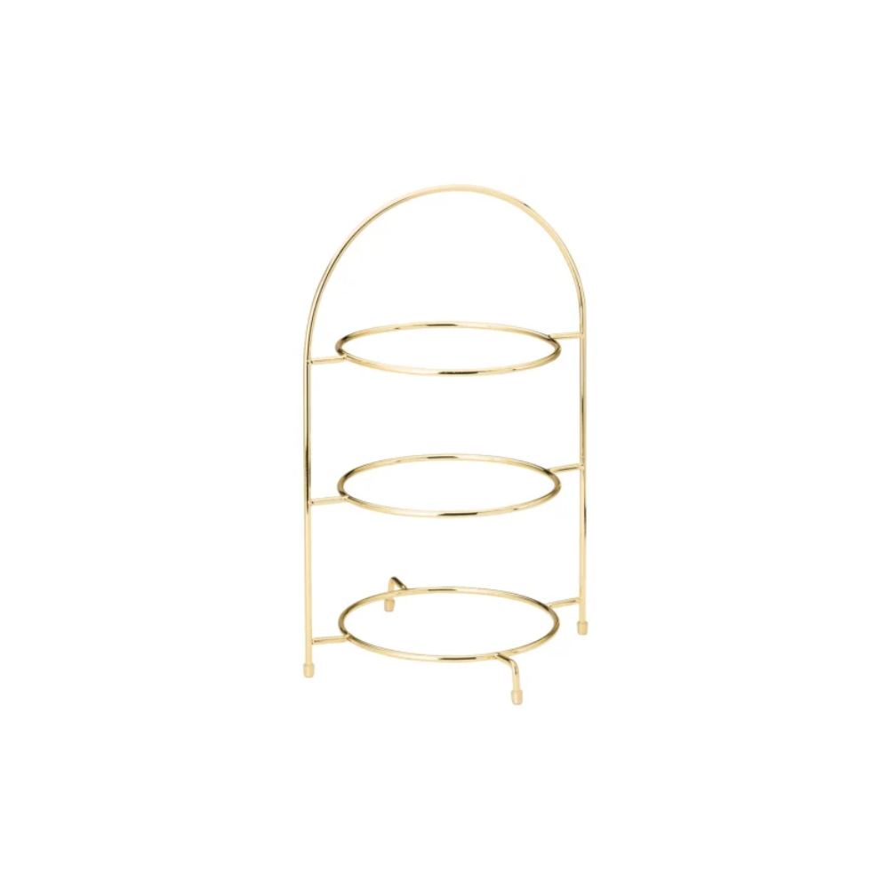SUPPORT À ASSIETTES UTOPIA À 3 NIVEAUX, 43 CM, DORÉ, ACIER INOXYDABLE