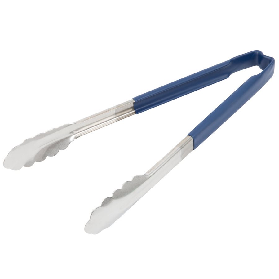 Utility Tongs, Stainless Steel, Blue, 12"