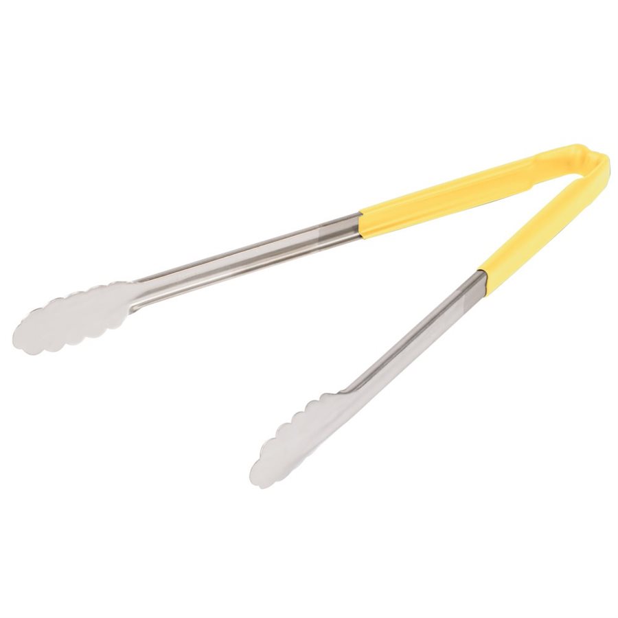 Utility Tongs, Stainless Steel, Yellow, 16"