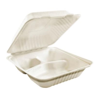 3 COMPARTMENT COMPOSATBLE FOOD BOX - 50/PK