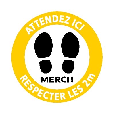 FLOOR SIGN - 14" ROUND, YELLOW (FRENCH)