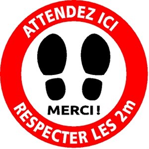 FLOOR SIGN - 14" ROUND, RED (FRENCH)