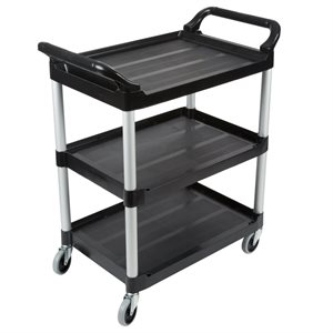 Utility Cart, 3 Shelves, 33 x 18 x 37" (83.8 x 45.7 x 94 CM), Black