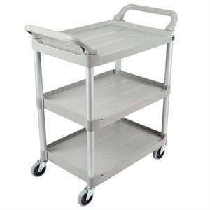 Utility Cart, 3 Shelves, 33 x 18 x 37" (83.8 x 45.7 x 94 CM), Platinum