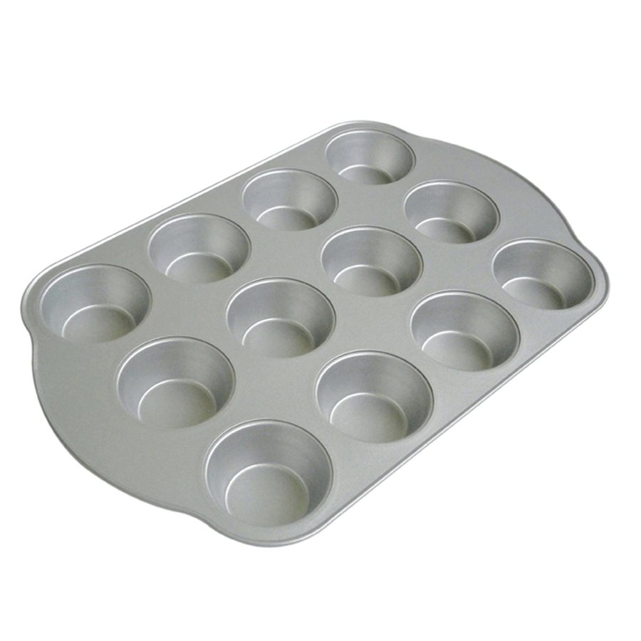 Pan, Muffin, Aluminum, 12 Cups, Non Stick Coating