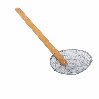 Skimmer, Fine Mesh, Stainless Steel Bamboo Handle, 12" Diameter