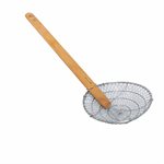 Skimmer, Fine Mesh, Stainless Steel Bamboo Handle, 12" Diameter