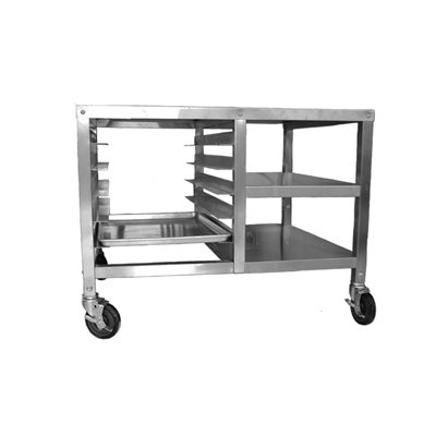 39" x 34" x 35" stainless steel oven stand with integrated pan rack