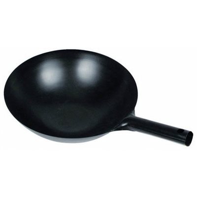 Stir Fry Pan, Carbon Steel Body, No Rivets, 14" Diameter, Black