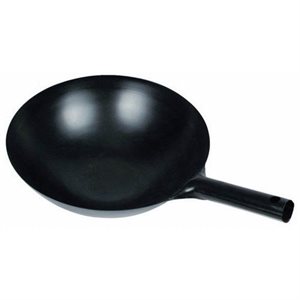 Stir Fry Pan, Carbon Steel Body, No Rivets, 14" Diameter, Black