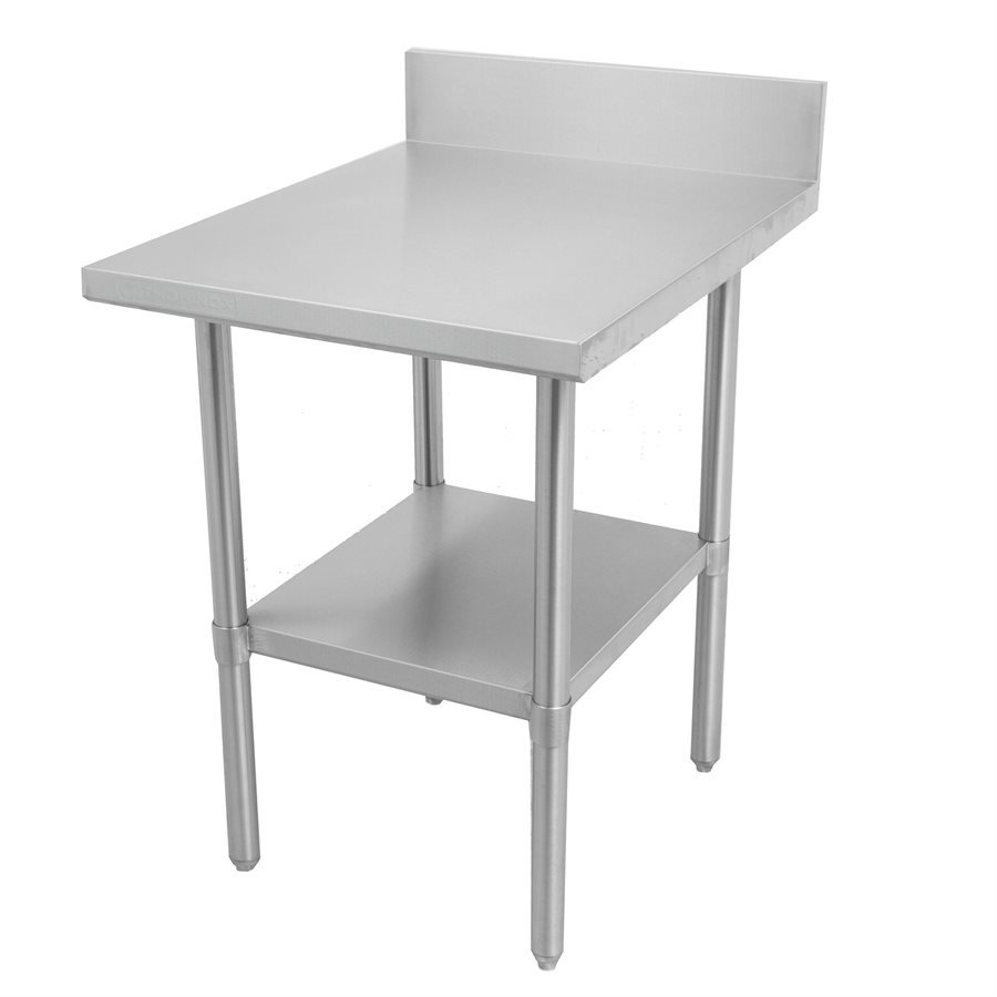 18-Gauge 430 Stainless Steel Work Table 24" × 30" , With Backsplash and Stainless Steel Undershelf and Legs