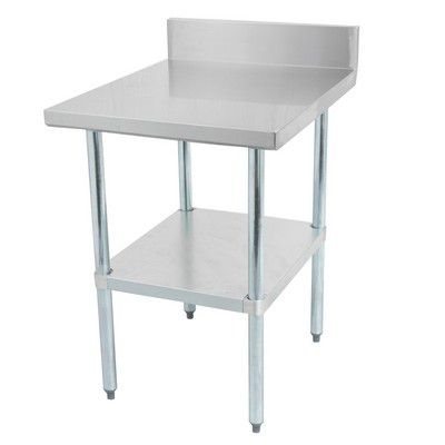 18-Gauge 430 Stainless Steel Work Table 30" × 30" , With Backsplash, Galvanized Steel Undershelf and Legs