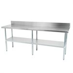 30" × 36" Stainless Steel Worktable With Backsplash And Stainless Steel Undershelf And Legs