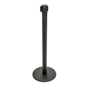 Post, Crowd Control, Stainless Steel, W/ Black Nylon Rope