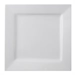 Plate, Square, Ceramic, White, 12"