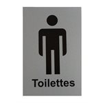 PICTOGRAM SIGN "TOILETTES" (MEN) - GREY 6" X 4"