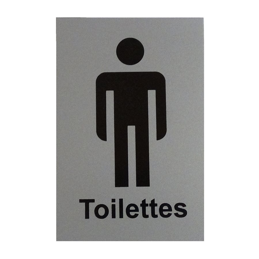 PICTOGRAM SIGN "TOILETTES" (MEN) - GREY 6" X 4"